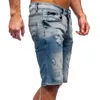 Sommarmärke Mens Jeans Denim Shorts Cotton Cargo Shorts Big Pocket Loose Baggy Wide Leg Embroidery Beach Boardshort 220627