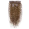 Klipp i mänskliga hårförlängningar #8 Ljusbrunt #27 Strawberry Blonde Real Hair 14-24Inch Deep Wave Women Double Weft 120g/Set 7 st/Lot och 16 Clips Per Pack