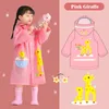 Children Raincoat Kids Boys Girls Waterproof Jumpsuit Hooded Cartoon Dinosaur Baby Rainwear and Pants 220427