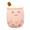 Kawaii liten storlek Tecknad Bubble Tea Cup Peluche Leksaker Rolig Boba Kudde Fylld Mjuk Jordgubb Panda Mjölk Te Kudde Baby Present