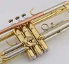 BB Professional Trumpet Advanced High Quality B Trumpet plat Ponillement et Case Gold Lacquer Wind Instruments Trumpe