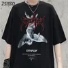 Harajuku arte caído anjo oversize mens camiseta verão legal unisex hip hop engraçado impresso tshirt casual t camisa streetwear topos 220621