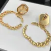Sparkle Rhinestone Charm Earrings Dubbel Letter Designer Studs Ladies Crystal Danglers Pendant Ear Stud With Present Box8881813