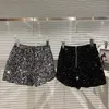 Våren och hösten svart sammet sequined glansiga mångsidiga klubbkläder shorts byxor high street 220702