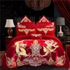 Xi Quilt Four Piece Set Bright Red Embroidered Newlyweds Bed Sheet Quilt Set Wedding Bedding Festive