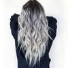 Parrucca anteriore del pizzo per le donne moda grigio lungo capelli ricci capelli umani cosplay