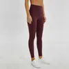 Naked Material Women Yoga Pants L-85 Solid Color Sports Gym Wear Leggings Hög midja Elastisk fitness Lady total tights Workout 23121