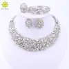 Nigerian Wedding African Beads Jewelry Sets Crystal Necklace Sets Silver Color Jewelry Set Wedding Accessories Party 220726