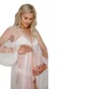 Pearls Beading Party Sleepwear Dresses Women Long Maternity Illusion Custom Made Robe Evening Gowns