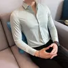 Mäns casual skjortor Autumn Solid Long Sleeve Dress Shirt Mänkläder Enkel Slim Form Formal Wear Office Blus Homme