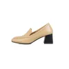 Sandali con tacchi alti scarpe da donna beige marrone elegante pompa in stile retrò da ufficio dyddy taccolo tacco