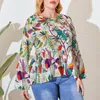 Women's Plus Size T-Shirt Colorful Leaves Print T Shirt Gardeners Friends Casual Long-Sleeve T-Shirts Graphic Kawaii Tee Women Clothes 6XLWo