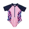 Ere Mayo Baskılı Bikini Sevimli Bebek Kız Mayo Kısa Kollu Bebek Yüzme Takım UPF50  SUNSUIT Çocuklar için 220426