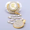 Pacificadores# Redes de chupeta personalizadas Bling Gold Holder BPA Bico de silicone grátis 24 Nome de cartas nascido Dummy Soother ChupetePacifipers# Pacifi