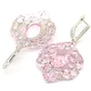 Stud 50x27mm shecrown smycken set big created rosa kunzite vit cz kvinnor bröllop dagligen slitage silverhänge örhängenstud7316042