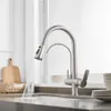 Küchen-Waschbecken Wasserhahn mit Zug-Sprühgerät 2-Griff 3 in 1 Wasserfilter-Reinigungs-Wasserhähne gebürstet Nickel Smart Sensor Touch Küchenarmaturen