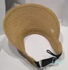 Designer Straw Visors Beach Sun Caps Mens Women Summer Grass Braid Hats Men Woman Wide Brim Straw Hat Travel Cap