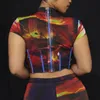 Женская футболка Summer Crop Top Women 2022 Прибытие Печать вырезана сексуальные бодитоны Tops Y2K с коротким рукавом блуз