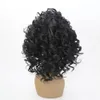 Parrucca anteriore in pizzo sintetico riccio naturale per capelli corti Parrucche stile estivo ricci in fibra nera