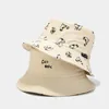 Korean Cute Cartoon Cat Bucket Hats for Women Summer Reversible Panama Outdoor Beach Fishing Sunscreen Woman Bob Caps 220630