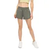 Survêtements pour femmes L-091 Hot High-Rise Built-in Drawcord Short Respirant Yoga Shorts Quick-Dry Lined Sports with Hidden Zipper Side Drop-in2