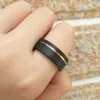 Trouwringen Luxe sieraden 8 mm roestvrijstalen ring voor mannen zwart geborsteld goud kleur gegroefde band comfortabel fitwedding rita222222