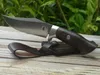 Couteau droit de survie haut de gamme DC53 Satin Bowie Blade manche en lin couteaux de chasse en plein air avec gaine en cuir pur fait à la main