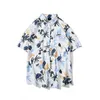 Chemises décontractées pour hommes été hommes plage vacances loisirs chemise à manches courtes jeunesse hawaïenne rétro lâche imprimé fleuri hauts quotidien haut avec P