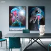 Colordul Jellyfish Art Canvas Painting Marine Life Creativity Art Posters and Prints Wall Picture for Children's Room Home Decor