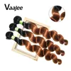 VAAJEE Loose Wave Bundles with Closure Synthetic Weave Hair 30 inch Ombre Natural Brown Extensions Bundles Hair for Black Women 2106156986992