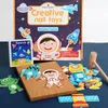 Gemälde Hammer und Nägel Game Cork Board Tap Art Set Bunte Holzstücke in verschiedenen Formen Mini -Werkzeugen. Kreatives Spielzeug für Kinder 3