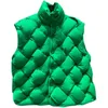 Women's Vests Winter Fashion Woven Pattern Warm Down Vest Jacket Female Green Loose-Fitting Fur Cotton Sleeveless LadiesWomen's Women'sWomen