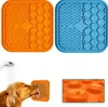 Dog Lick Mat for Pet Food Feeder Large Size Silicone Pad Peanut Butter Cheese Pet IQ Treat Licking Mats Slow Feeders Dispensing Treater with Extra Spatula