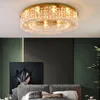 Gold Round Crystal taklampor Ledde modern amerikansk hänglampa europeisk lyxig lysande hänglampor 3 Vitt ljus Dimbar hem Inddor Lighting