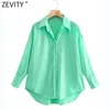 Zevity Mulheres Simplesmente Doce Cor Casual Slim Popeline Camisas Escritório Senhoras Manga Longa Blusa Roupas Chic Chemise Tops LS9405 220725