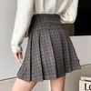 Skirts Winter Woolen Plaid Mini For Women Harajuku Skirt Female Buttons Irregular High Waist Streetwear Pleated Shorts