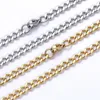 Mens Gold Chains Necklaces Stainless Steel Cuban Link Chain Titanium Steel Black Silver Hip Hop Necklace Jewelry 3mm5858176