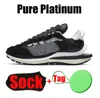 Вафельная парионная кроссовая обувь для кроссовки Pegasus фрагмент под прикрытием LdWaffle LD Pure Platinum белая черная резинка нейлон.
