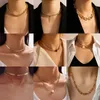 Pendant Necklaces Punk Choker Necklace Hip Hop Bead Big Chunky Gold Color Thick Clavicle Chain Leaf Geoemtric Jewelry For Women CollarPendan