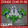 ABS Bodys For KAWASAKI NINJA ZXR 400 CC 400CC 1991 1992 1993 1994 1995 1996 Cowling 138No.32 ZX4R ZXR-400 Bodywork ZX 4R ZXR400 91 92 93 94 95 96 Fairing kit Green white