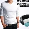 Printemps Highelastic Coton T-shirts Mâle Col V T-shirt Serré Hommes À Manches Longues Fitness Tshirt Asie taille S5XL 220813