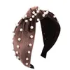 عقدة Hairband رباطات النساء اللؤلؤ المخملية الشعر العصي رئيس التفاف أغطية الرأس للفتيات الملحقات الألوان