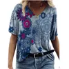 3D Abstract Print T Shirted Women Summer Short Sleeve V-Neck Casual Losse Tops Oversized Lady Streetwear Tee Top maat