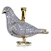 Pendanthalsband Hip Hop -smycken Iced Out Pigeon Necklace med guldkedja för män Micro Pave Zircon Animal Neckpendant Godl22