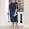 Vestidos 2019 Women's Dresses Spring Summer Dress Women Fashion Lace Elegant Mother of Bride Dress Knee Length Plus Size Dres203A