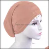 Beanie/skl kepsar hattar hattar halsdukar handskar modetillbehör muslimska kvinnor huvud halsduk bomull understerscarf stretch hijab er headwrap cap shaw