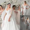 Luxury Lace Mermaid Wedding Dresses Illusion Sheer Neck Long Sleeve with Detachable Train Bridal Gowns Robe de mariée