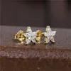 Stud Randh Marquis -stjärnan Moissanite örhänge 18K gult fast guld 4 2mm mode blommig bruddusch för kvinnor vintage örhängenstud