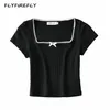 Summer crop top women vintage graphic t shirts korean fashion purple s short sleeve cute elegant black white 220325