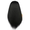 Parrucche sintetiche a getto scivolare in nero color yaki parrucca anteriore in pizzo dritto per donne fasci di fibersintetici resistenti al calore di chiusura